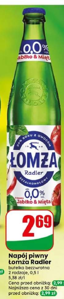 Piwo bezalkoholowe Łomża Radler Jabłko & Mięta