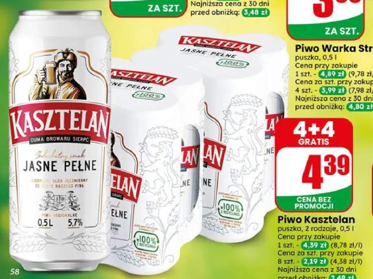 Piwo Kasztelan Jasne Pełne puszka