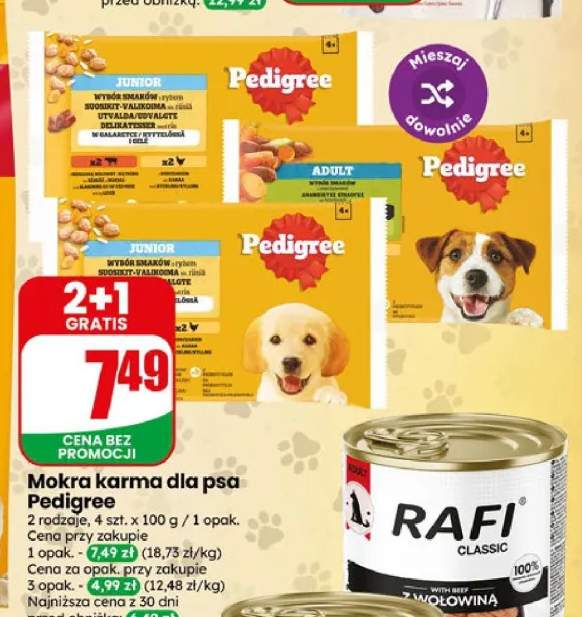 Mokra karma dla psa Junior wybór smaków w galaretce Pedigree 4-pak 100g