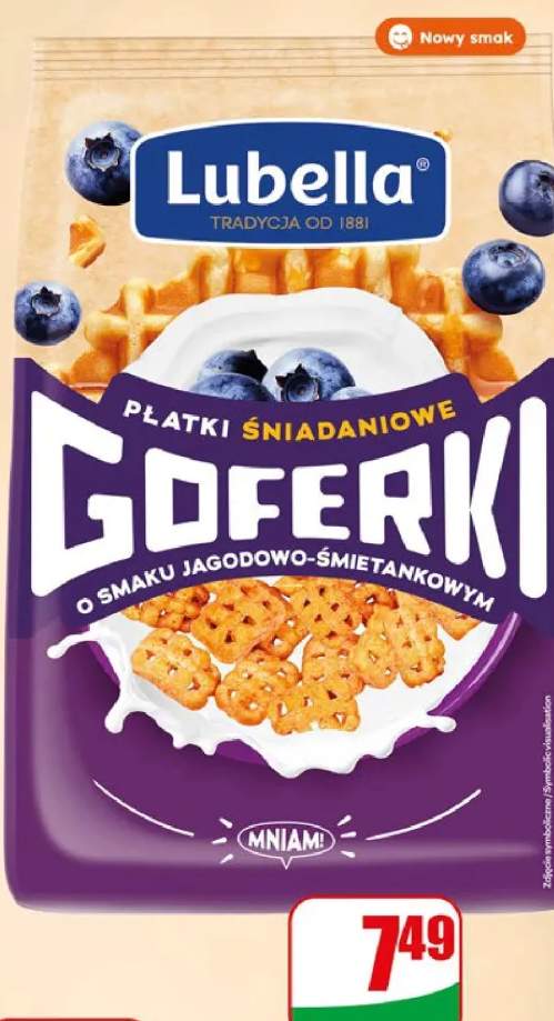 Płatki śniadaniowe Goferki o smaku jagodowo-śmietankowym Lubella