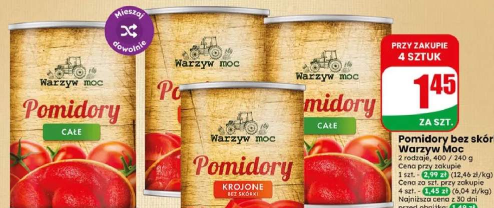 Pomidory krojone bez skórki Warzyw Moc