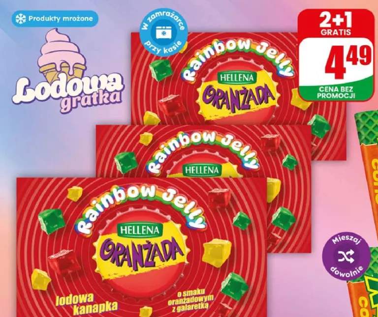 Lody kanapka oranżada Rainbow Jelly Hellena