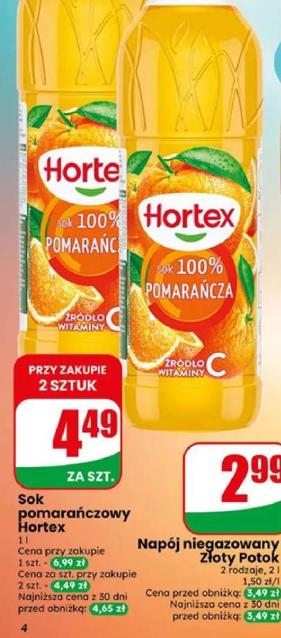 Sok pomarańczowy Hortex 100% pomarańcza