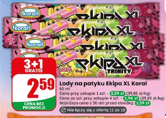 Lody na patyku Ekipa XL Koral