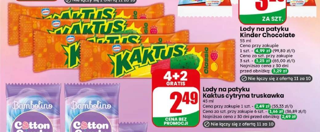Lody na patyku Kaktus cytryna truskawka