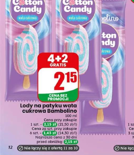 Lody na patyku wata cukrowa Bambolino