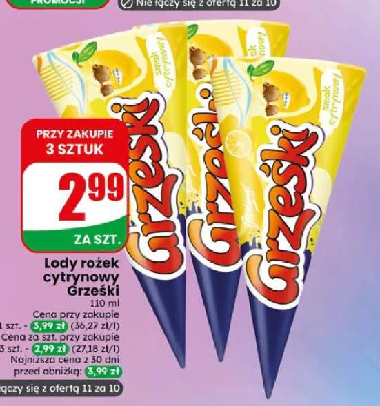 Lody rożek cytrynowy Grześki