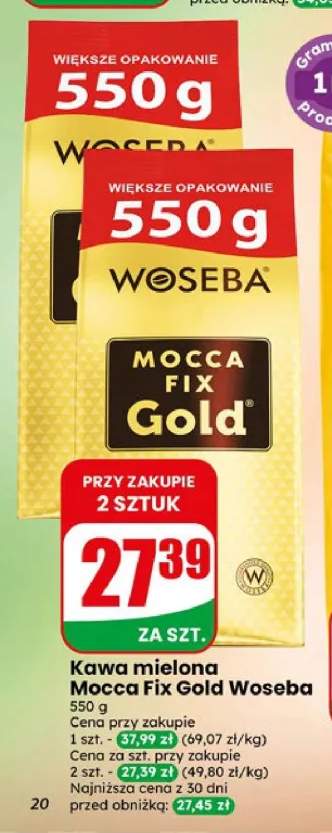 Kawa mielona Mocca Fix Gold Woseba