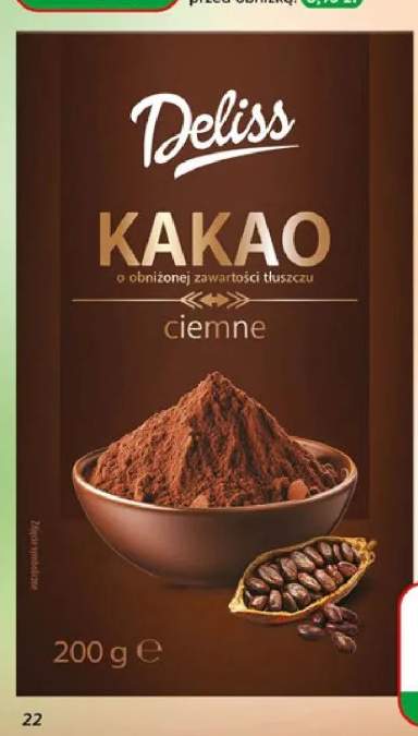 Kakao ciemne o obniżonej zawartości tłuszczu Deliss