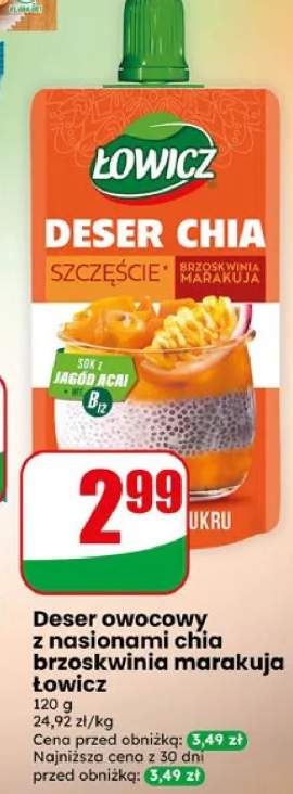 Deser owocowy z nasionami chia brzoskwinia marakuja Łowicz
