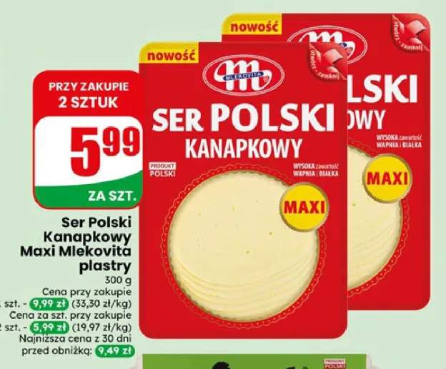 Ser Polski Kanapkowy Maxi plastry Mlekovita