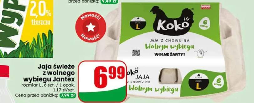 Jaja świeże z wolnego wybiegu rozmiar L Jantex