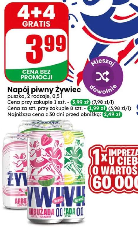 Piwo bezalkoholowe Żywiec Arbużada 0.0% Arbuz & Truskawka puszka