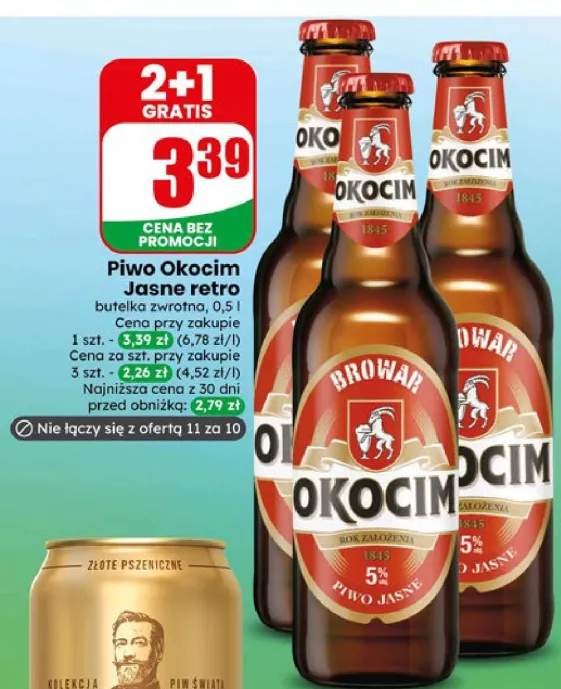 Piwo Okocim Jasne retro butelka zwrotna