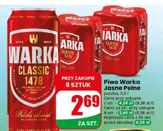 Piwo Warka Jasne Pełne puszka