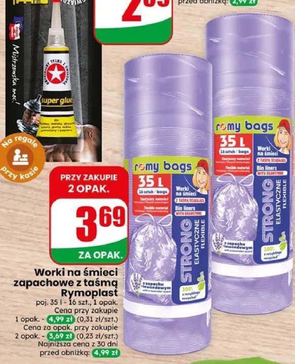Worki na śmieci zapachowe z taśmą Rymoplast 35l