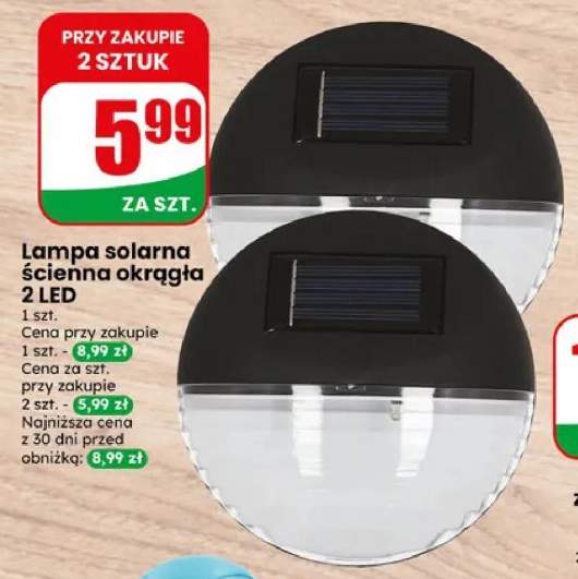 Lampa solarna ścienna okrągła 2 LED