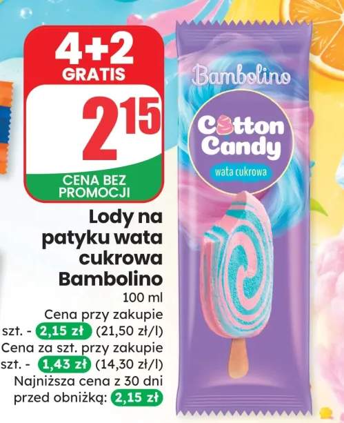 Lody na patyku wata cukrowa Bambolino