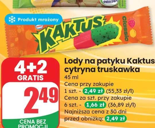 Lody na patyku Nestlé Kaktus cytryna truskawka