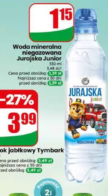 Woda mineralna niegazowana Jurajska Junior