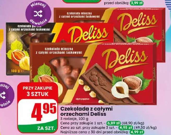 Czekolada mleczna z całymi orzechami laskowymi Deliss