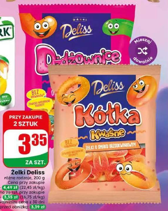 Żelki Deliss Kółka Kwaśne bez barwników