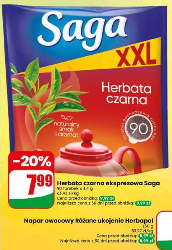 Herbata czarna ekspresowa Saga XXL