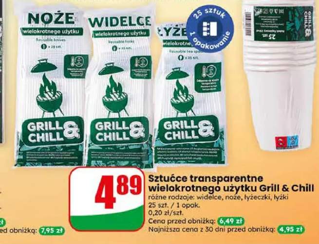 Sztućce transparentne wielokrotnego użytku Grill & Chill widelce