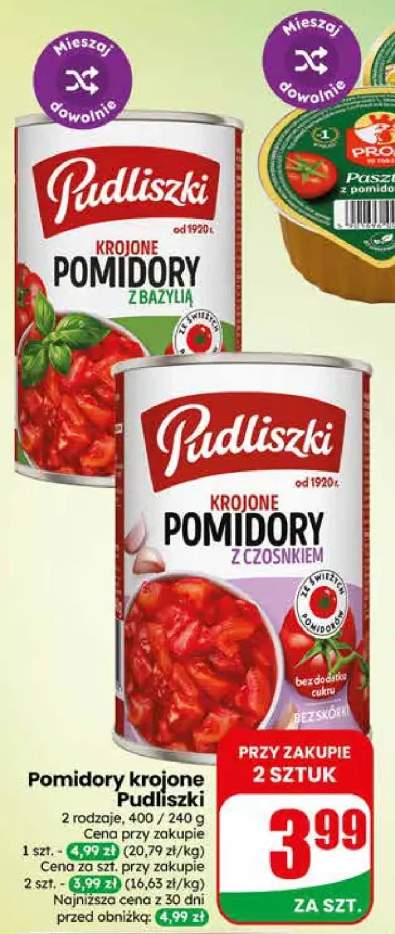 Pomidory krojone Pudliszki z czosnkiem