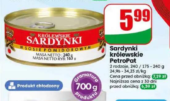 Sardynki Królewskie atlantyckie w sosie pomidorowym PetroPat