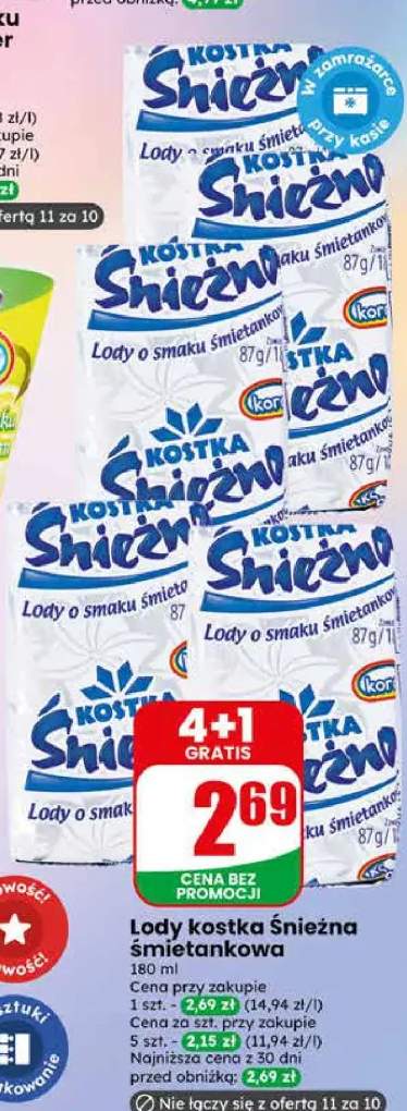 Lody kostka Śnieżna śmietankowa Koral