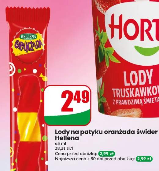 Lody na patyku oranżada świder Hellena