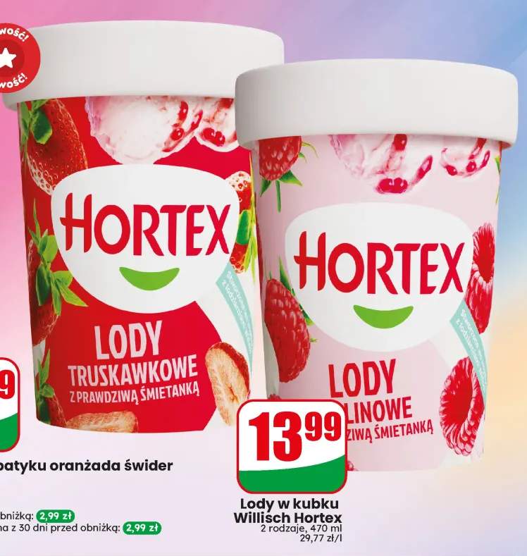 Lody w kubku Willisch Hortex malinowe