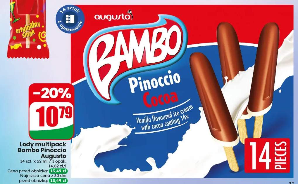 Lody Bambo Pinoccio Augusto 14-pak 52 ml