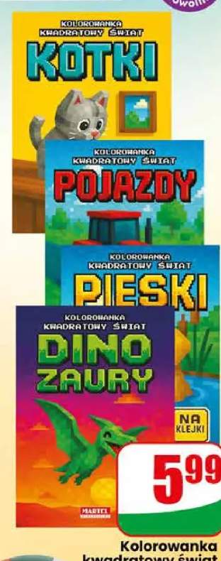 Kolorowanka kwadratowy świat z naklejkami