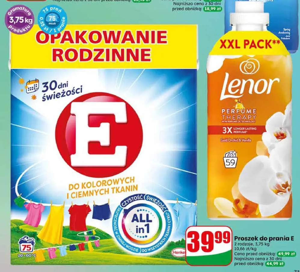 Proszek do prania E do kolorowych i ciemnych tkanin