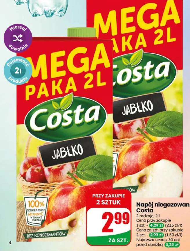 Napój niegazowany Costa Jabłko
