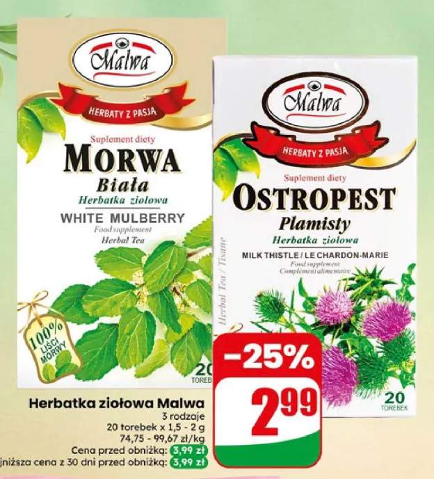 Herbatka ziołowa Ostropest Plamisty Malwa