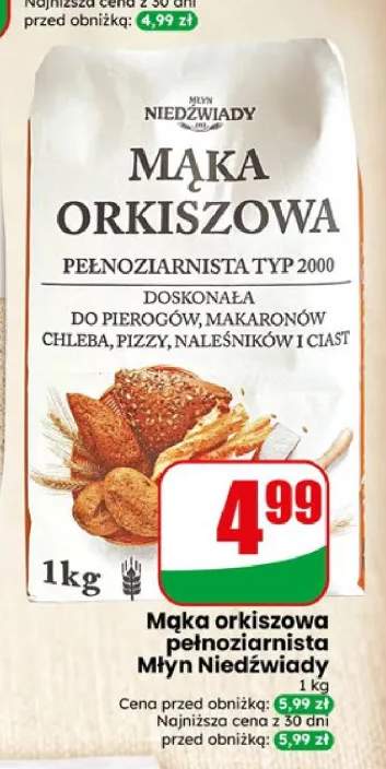 Mąka orkiszowa pełnoziarnista Młyn Niedźwiady