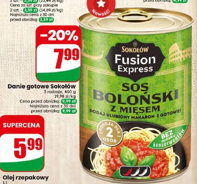 Danie gotowe Sokołów Sos boloński z mięsem