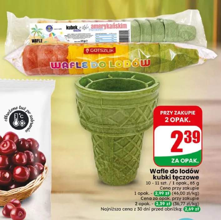 Wafle do lodów kubki tęczowe Gotszlik