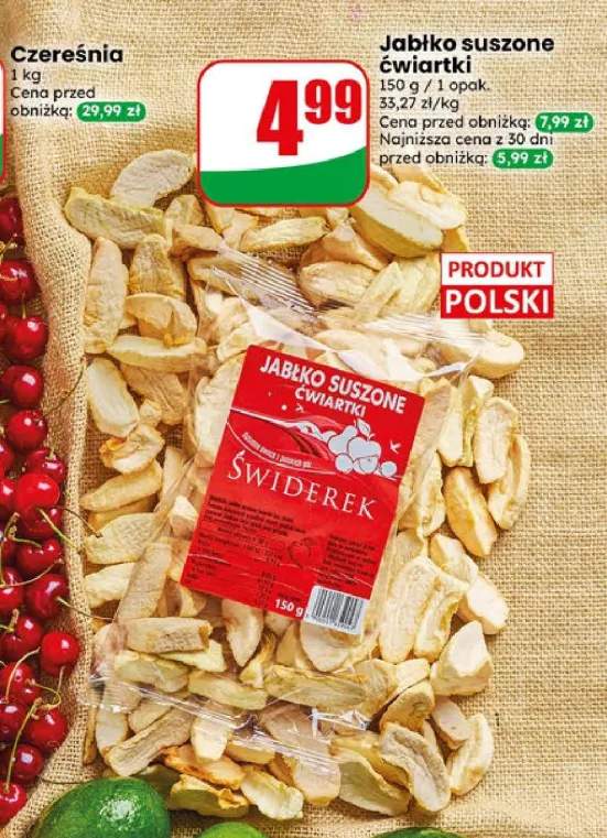 Jabłko suszone ćwiartki Świderek