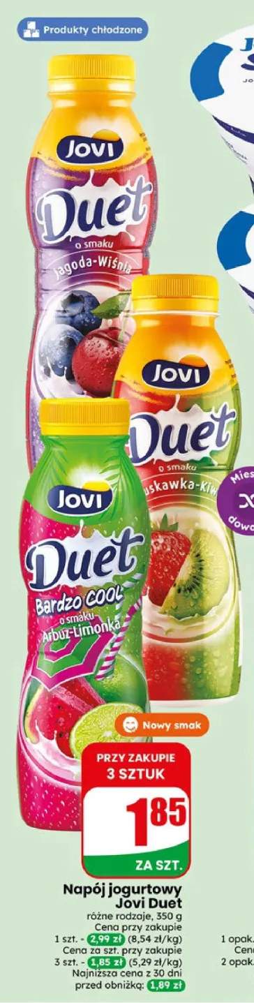 Napój jogurtowy Jovi Duet o smaku Truskawka-Kiwi