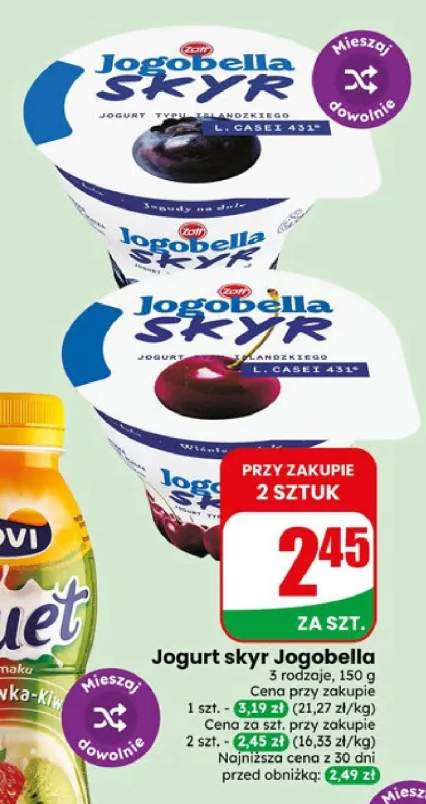 Jogurt skyr Jogobella Wiśnie na dole