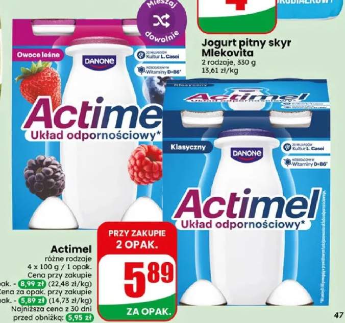 Napój jogurtowy Actimel Owoce leśne 4-pak