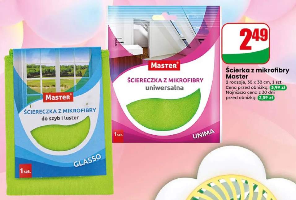 Ścierka z mikrofibry do szyb i luster Master Glasso