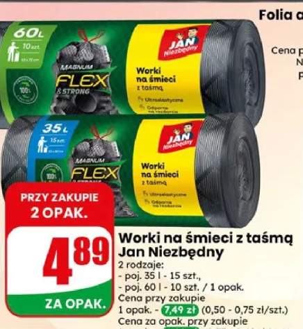 Worki na śmieci z taśmą Jan Niezbędny 35 l