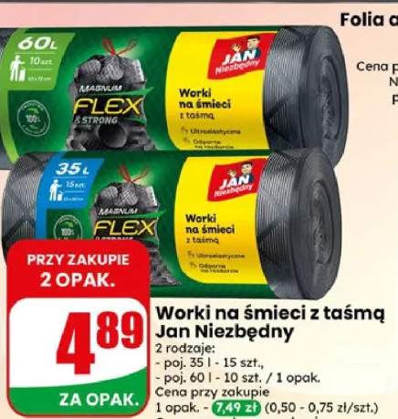 Worki na śmieci z taśmą Jan Niezbędny 60 l