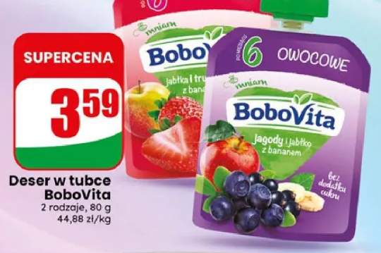 Deser w tubce BoboVita Jabłka i truskawki z bananem +1 wariant