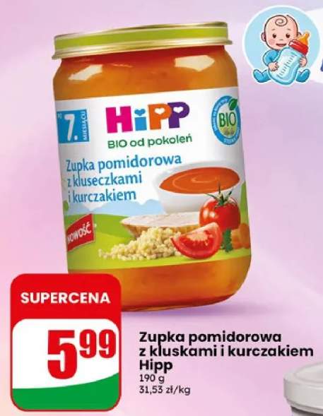Zupka pomidorowa z kluskami i kurczakiem Hipp